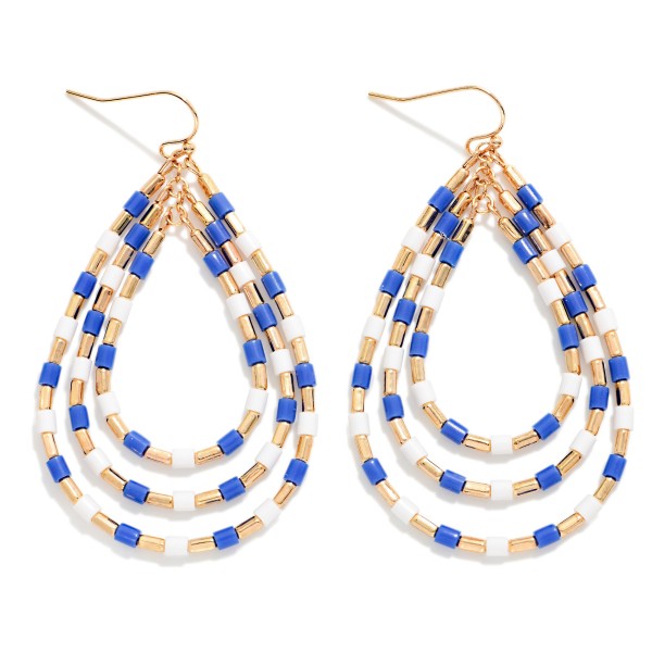 Nesting Heishi Bead Teardrops Drop Earrings 

- Approximately 2.5" L