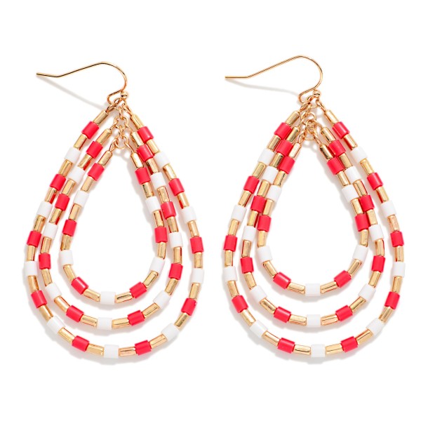 Nesting Heishi Bead Teardrops Drop Earrings 

- Approximately 2.5" L
