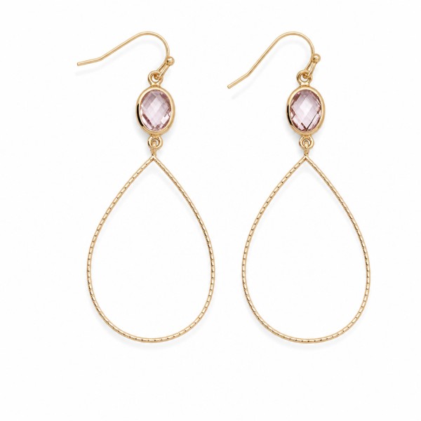 Metal Tone Teardrop & Glass Crystal Drop Earrings 

- Approximately 2.25" L