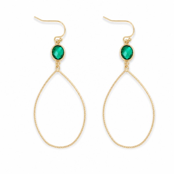 Metal Tone Teardrop & Glass Crystal Drop Earrings 

- Approximately 2.25" L