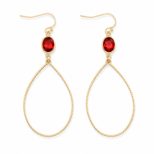 Metal Tone Teardrop & Glass Crystal Drop Earrings 

- Approximately 2.25" L
