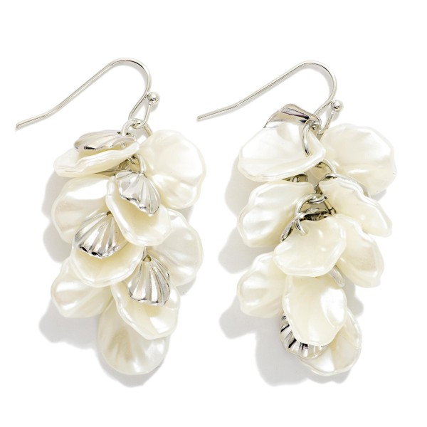 Linked Metal & Pearl Leaves Drop Earrings 

- Approximately 2" L
