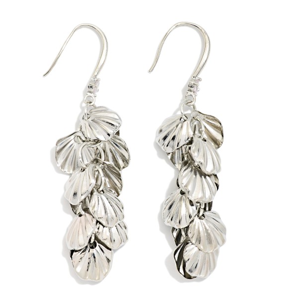Linked Metal Tone Shell Chandelier Drop Earrings 

- Approximately 2" L