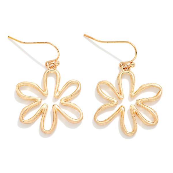 Metal Tone Hollow Flower Drop Earrings

- Approximately 1.25" L