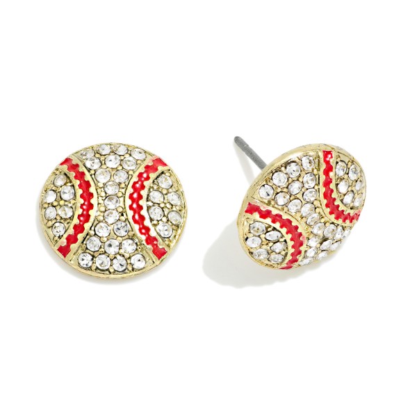 Pave Rhinestone Baseball Stud Earrings

- Approximately .5" L