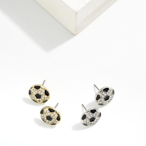 Pave Rhinestone Baseball Stud Earrings

- Approximately .5" L