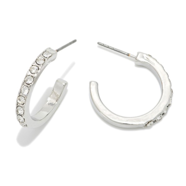 Rhinestone Hoop Earrings 

- Approximately .75" D
