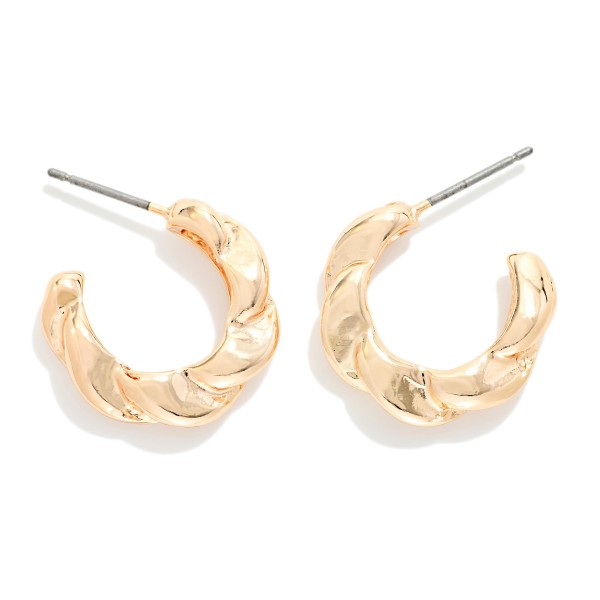 Twisted Metal Hoop Earrings 

- Approximately .5" D
