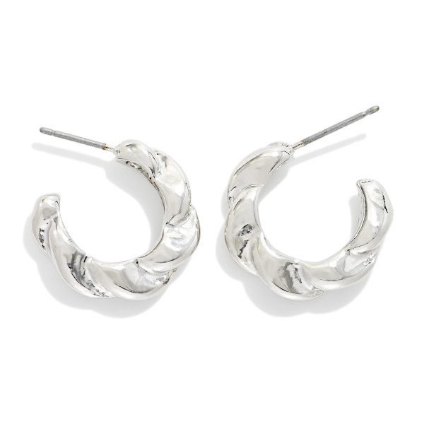 Twisted Metal Hoop Earrings 

- Approximately .5" D