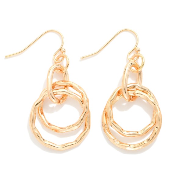 Metal Tone Layered Irregular Hoop Drop Earrings 

- Approximately 1.5" L