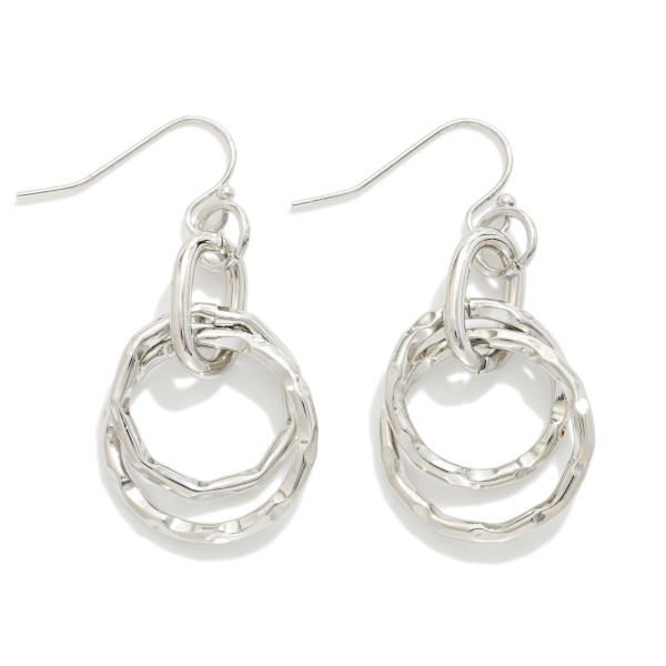 Metal Tone Layered Irregular Hoop Drop Earrings 

- Approximately 1.5" L