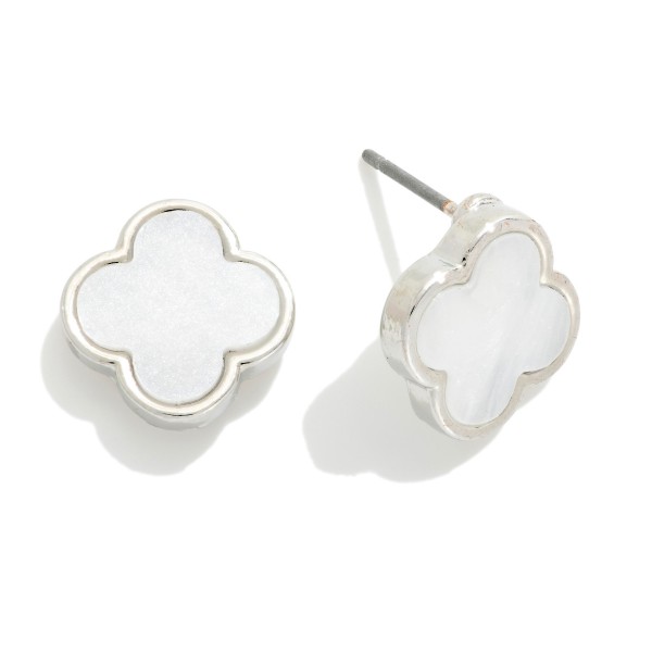 Pearlescent Clover Stud Earrings 

- Approximately .5" L