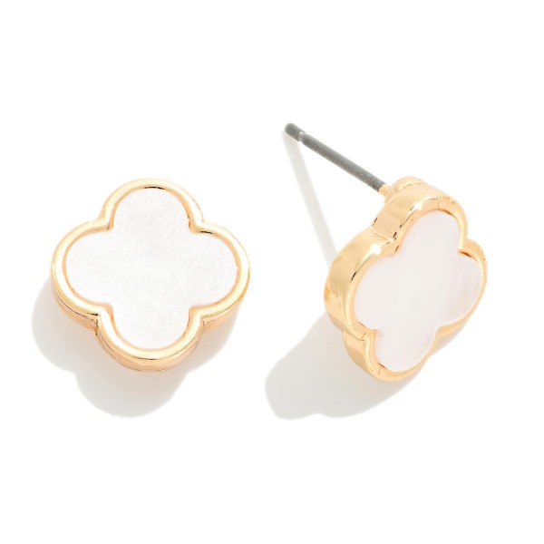 Pearlescent Clover Stud Earrings 

- Approximately .5" L