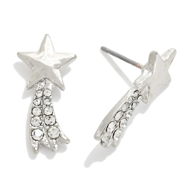 Metal Tone & Rhinestone Shooting Star Stud Earrings 

- Approximately .5" L