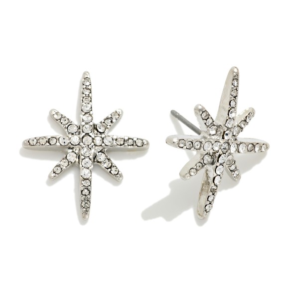 Rhinestone Starburst Stud Earrings 

- Approximately 1" L