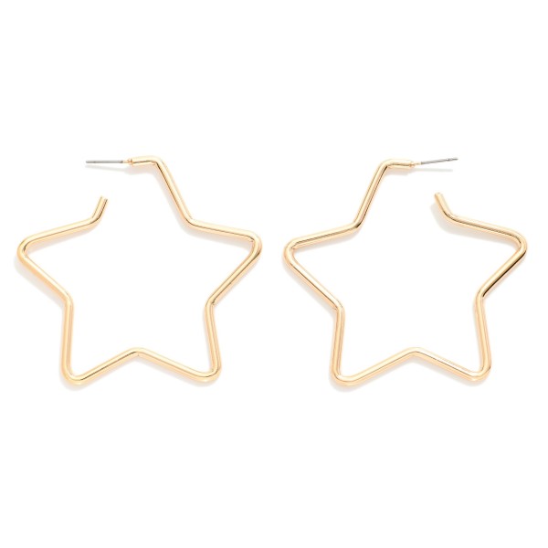 Large Metal Tone Star Hoop Earrings 

- Approximately 2" L