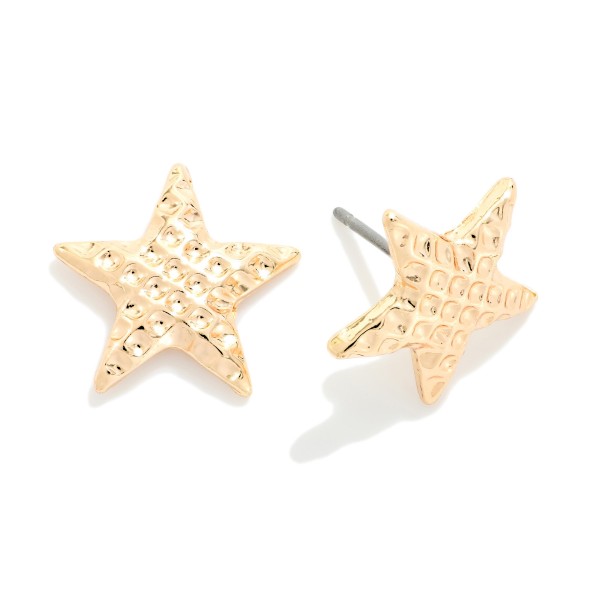 Dented Metal Star Earrings 

- Approximately .25" L