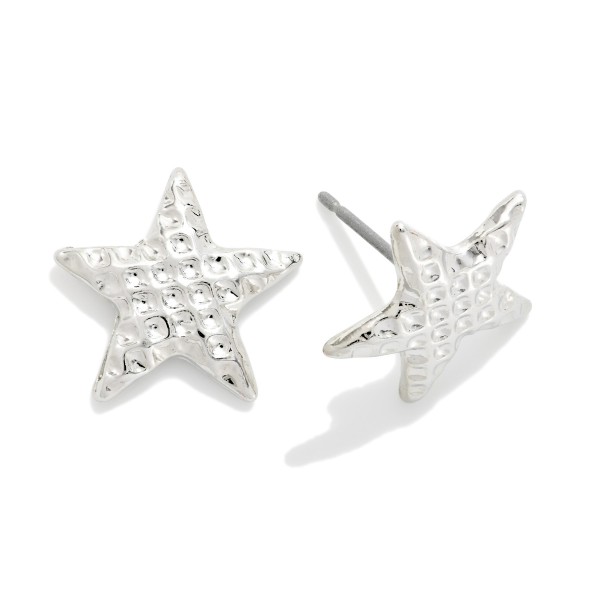 Dented Metal Star Earrings 

- Approximately .25" L