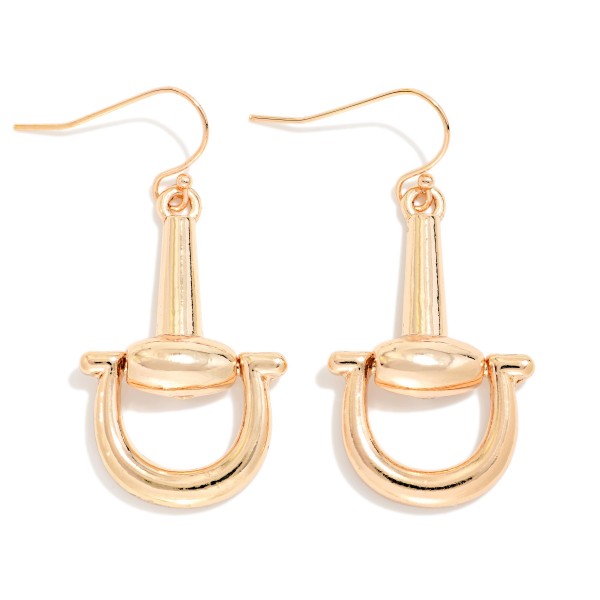 Metal Tone Horsebit Drop Earrings 

- Approximately 1.5" L