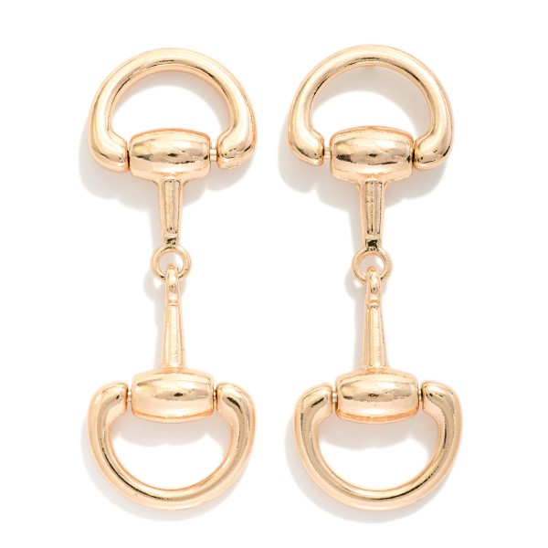 Metal Tone Linked Horsebit Post Drop Earrings 

- Approximately 2.25" L