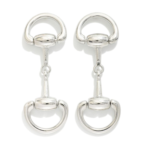 Metal Tone Linked Horsebit Post Drop Earrings 

- Approximately 2.25" L