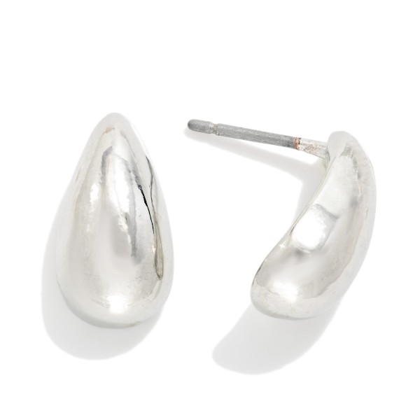 Metal Tone Teardrop Post Drop Earrings 

- Approximately .5" L