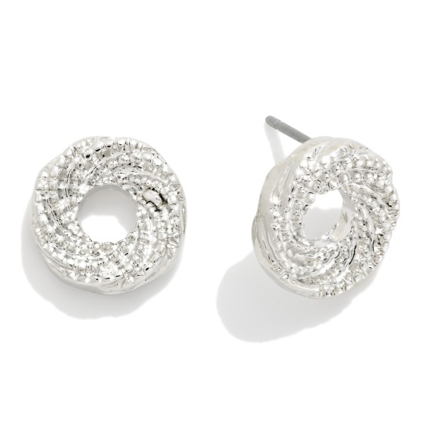 Knotted Metal Stud Earrings 

- Approximately .5" L