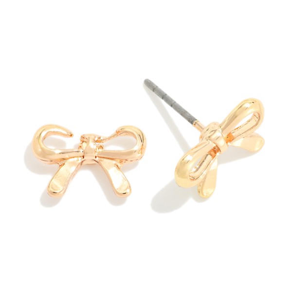 Metal Tone Bow Stud Earrings 

- Approximately .25" L