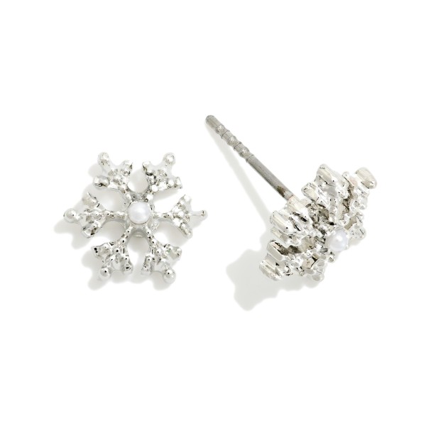Metal Tone Snowflake Stud Earrings 

- Approximately .25" L
