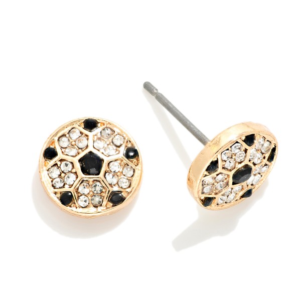 Rhinestone Soccer Ball Stud Earrings 

- Approximately .25" L