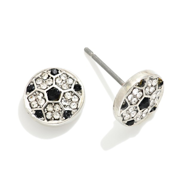 Rhinestone Soccer Ball Stud Earrings 

- Approximately .25" L