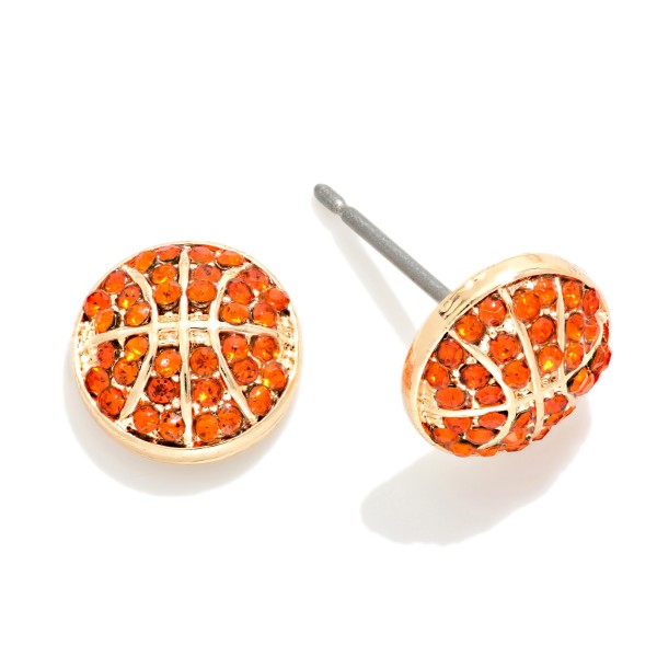 Rhinestone Basketball Stud Earrings 

- Approximately .25" L