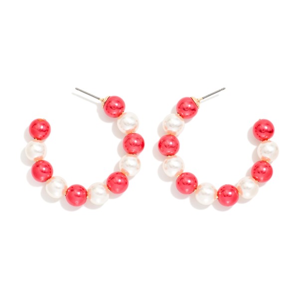 Metallic Beaded Game Day Hoop Earrings 