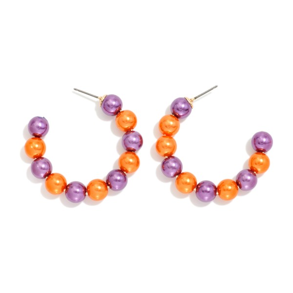 Metallic Beaded Game Day Hoop Earrings 