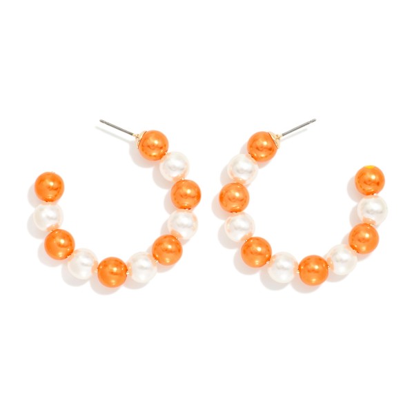 Metallic Beaded Game Day Hoop Earrings 