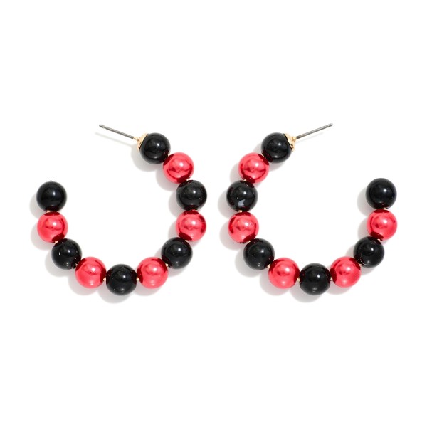 Metallic Beaded Game Day Hoop Earrings 