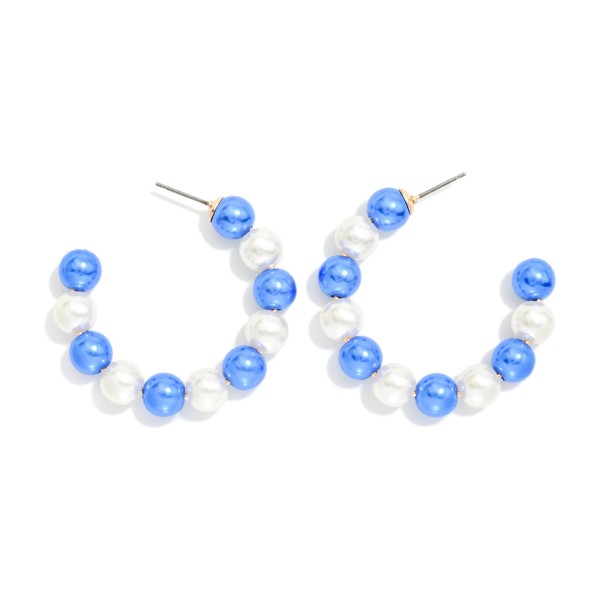Metallic Beaded Game Day Hoop Earrings 