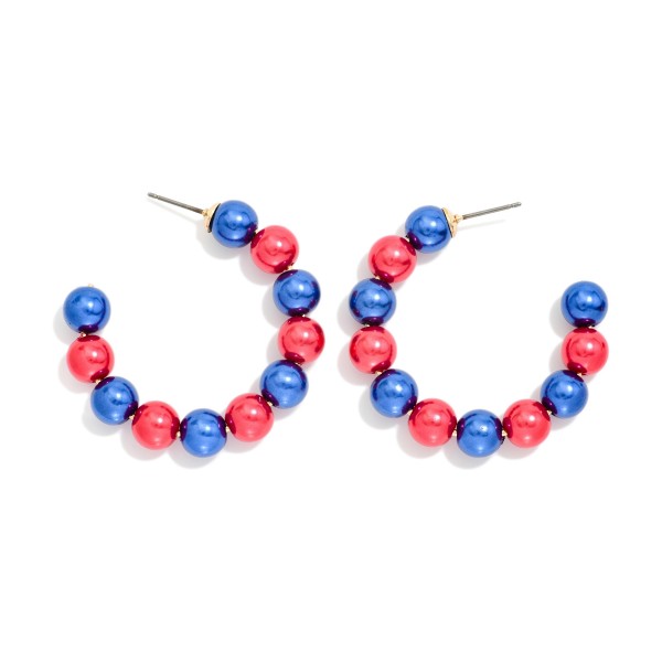 Metallic Beaded Game Day Hoop Earrings 
