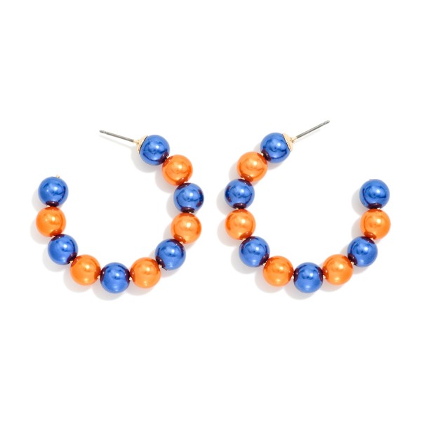 Metallic Beaded Game Day Hoop Earrings 