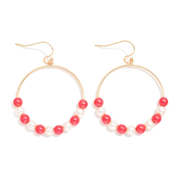 Metallic Game Day Beaded Hoop Drop Earrings 

- Approximately 2" L