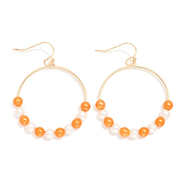 Metallic Game Day Beaded Hoop Drop Earrings 

- Approximately 2" L