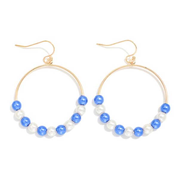 Metallic Game Day Beaded Hoop Drop Earrings 

- Approximately 2" L