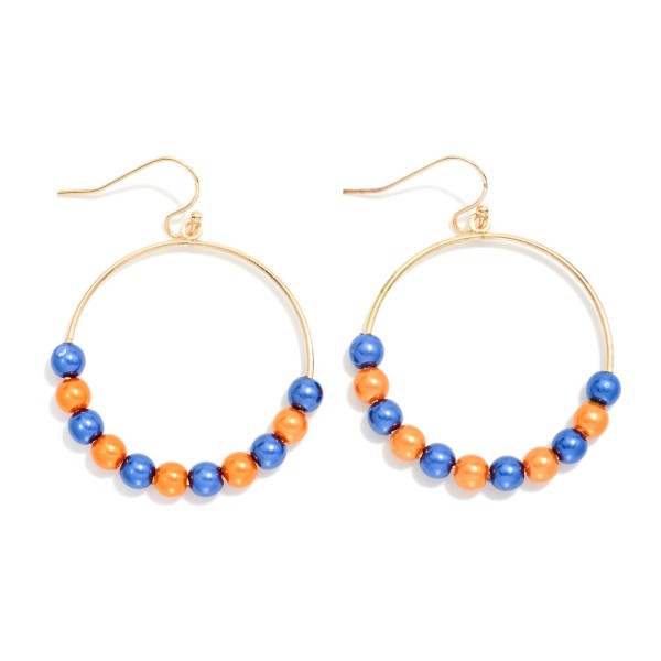 Metallic Game Day Beaded Hoop Drop Earrings 

- Approximately 2" L