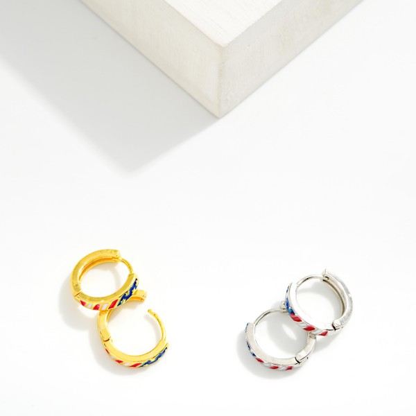 Do Everything In Love Americana Huggie Hoop Earrings 

- Approximately .5" D