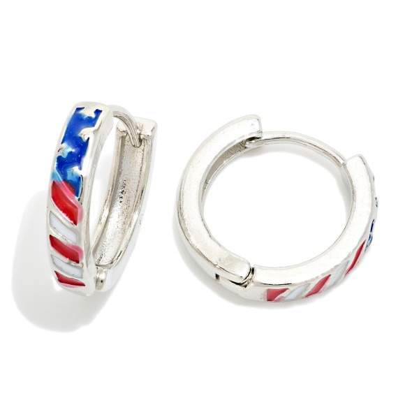 Do Everything In Love Americana Huggie Hoop Earrings 

- Approximately .5" D