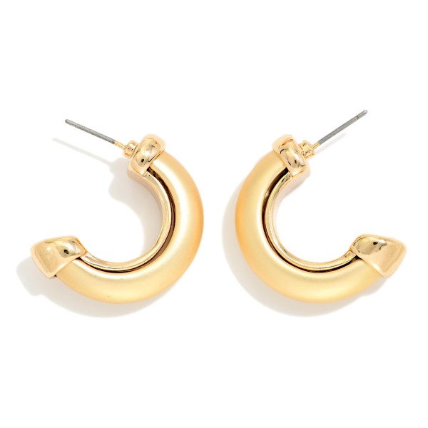 Chunky Matte Metal Half Hoop Earrings 

- Approximately 1" L