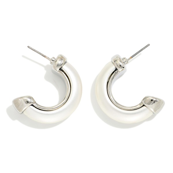 Chunky Matte Metal Half Hoop Earrings 

- Approximately 1" L