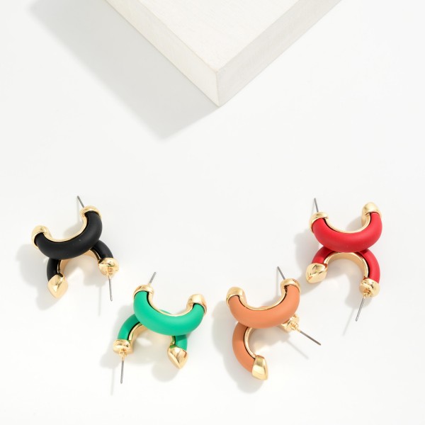 Matte Half Hoop Earrings 

- Approximately 1" L