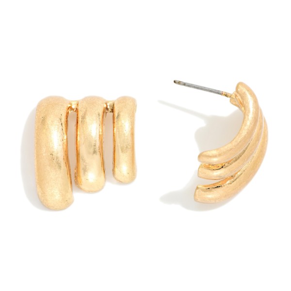 Layered Metal Post Drop Earrings 

- Approximately .75" L