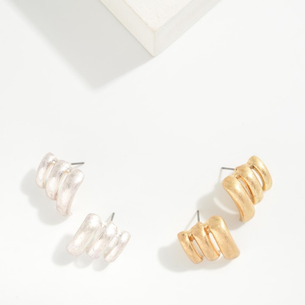 Layered Metal Post Drop Earrings 

- Approximately .75" L